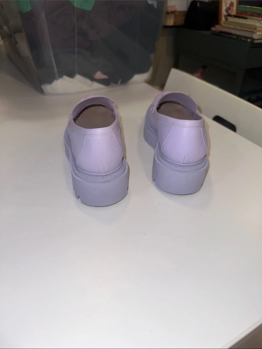 ALDO Lavender Chain-Trim Leather Loafers